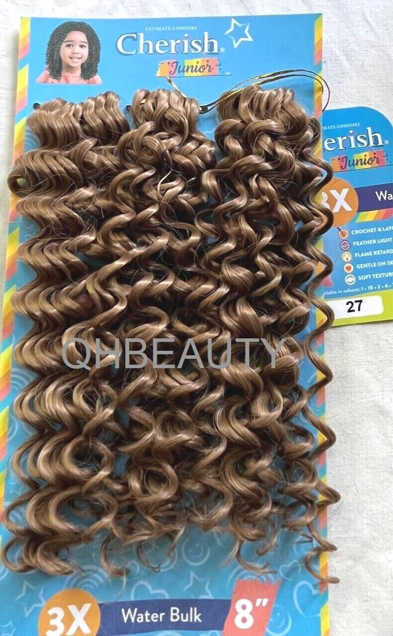 CHERISH SYNTHETIC JUNIOR KIDS CROCHET BRAID HAIR EXTENSION - 3 X WATER BULK 8''