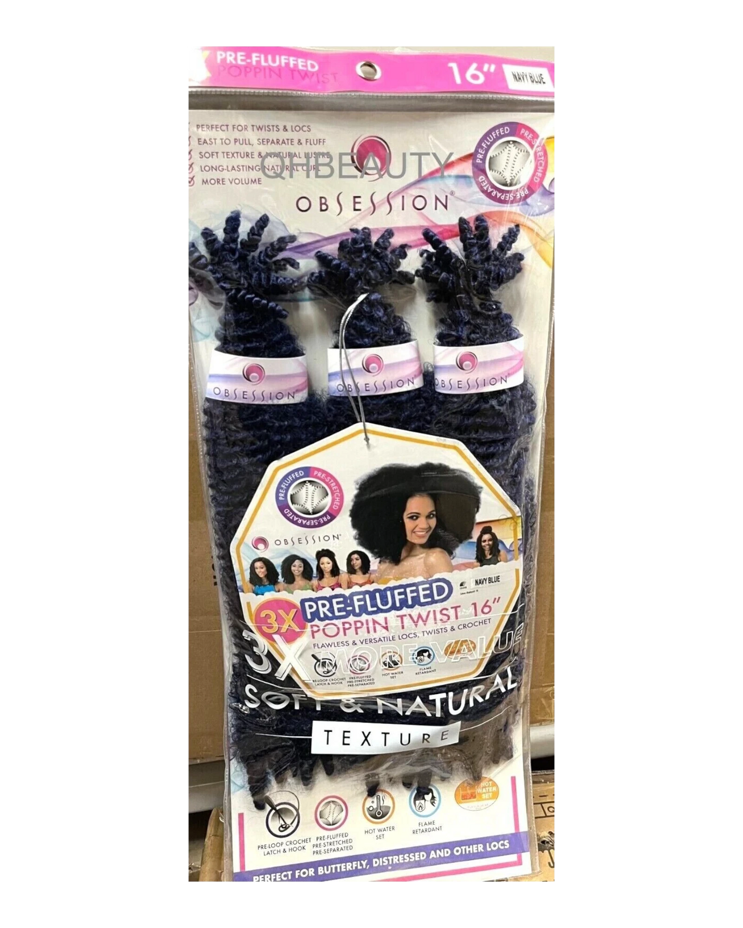 OBSESSION SYNTHETIC CROCHET SOFT BRAID 3X PRE-FLUFFED - POPPIN TWIST 16'' & 20"