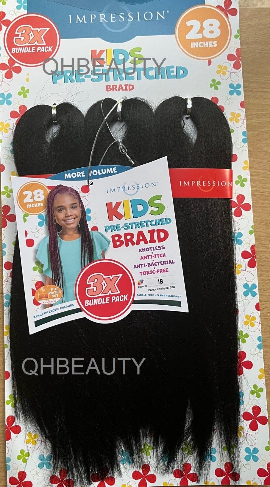 IMPRESSION SYNTHETIC KIDS CROCHET HAIR EXTENSION PRE STRETCHED BRAID 28 /  14 ''