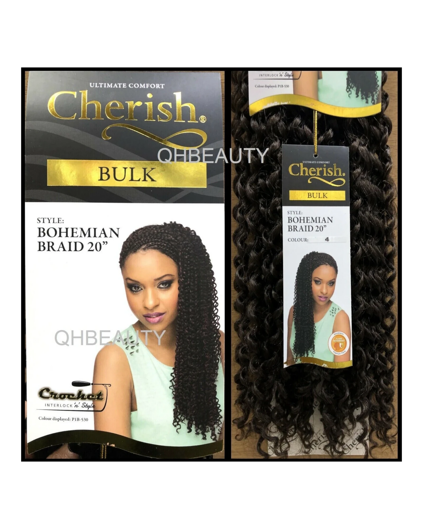 CHERISH SYNTHETIC CROCHET CURLY HAIR EXTENSION BRAID - BOHEMIAN BULK 20 INCH