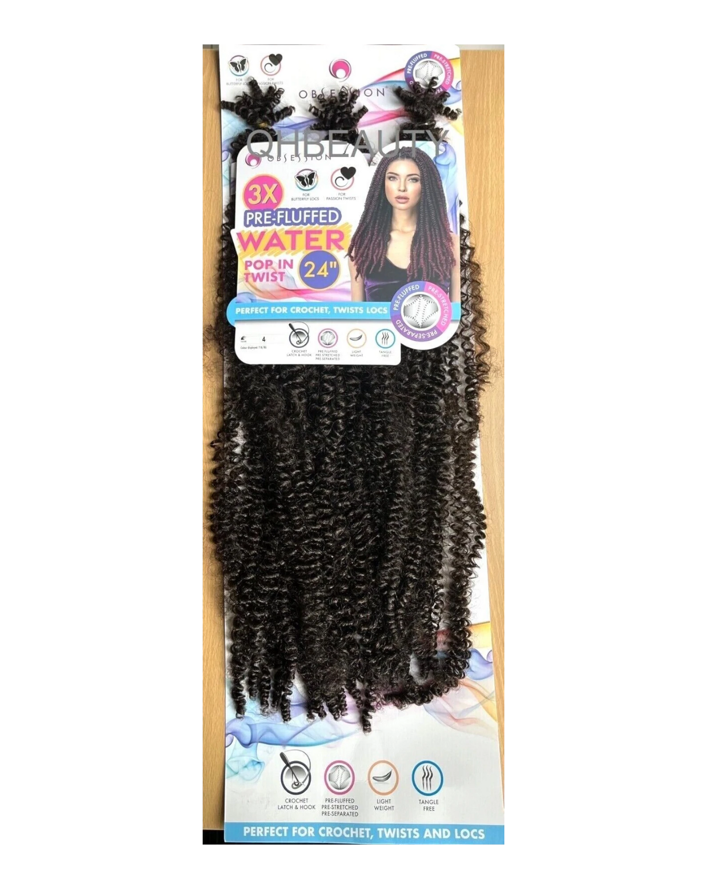OBSESSION SYNTHETIC CROCHET BRAID 3X PRE-FLUFFED - WATER POPPIN TWIST 24 INCHES