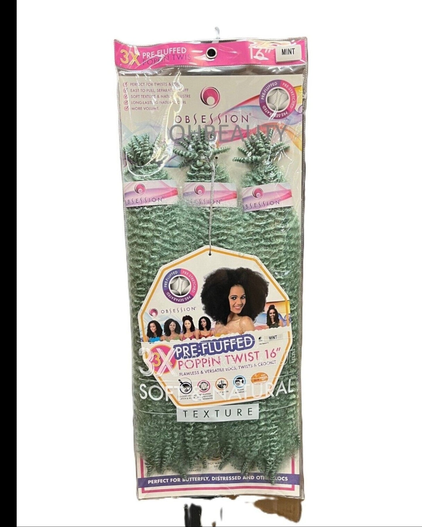 OBSESSION SYNTHETIC CROCHET SOFT BRAID 3X PRE-FLUFFED - POPPIN TWIST 16'' & 20"