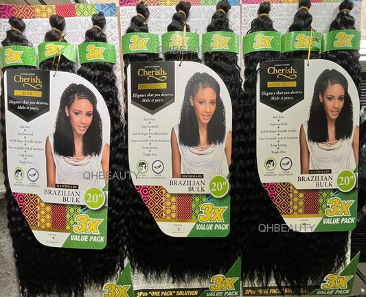 Cherish Synthetic Crochet Braid Hair Extension Handmade  3 x Brazilian Bulk 20"