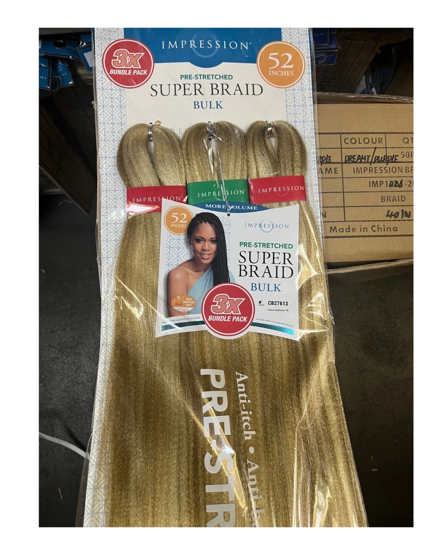 Impression Synthetic 3 X Bundle Pack Crochet Hair Extensions - Super Braid 52 "