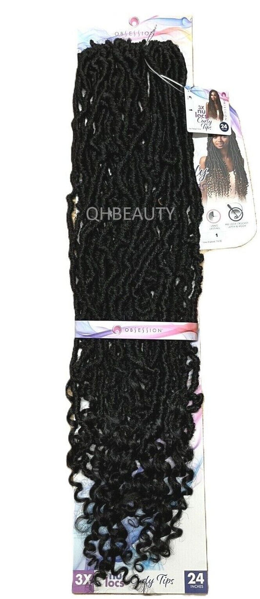 Obsession Synthetic Crochet PreLoop Braid Hair Extension - NU LOCS CURLY TIPS 24
