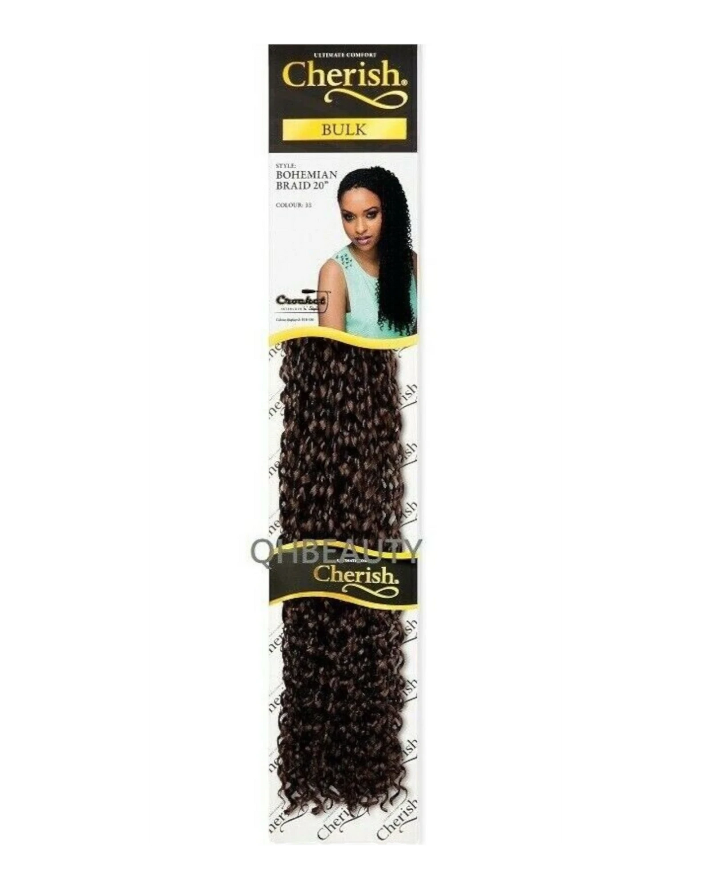 CHERISH SYNTHETIC CROCHET CURLY HAIR EXTENSION BRAID - BOHEMIAN BULK 20 INCH