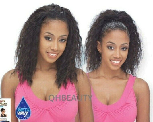 FREETRESS DRAWSTRING PONYTAIL FULLCAP SYNTHETIC WET AND WAVY HAIR WIG LYON GIRL