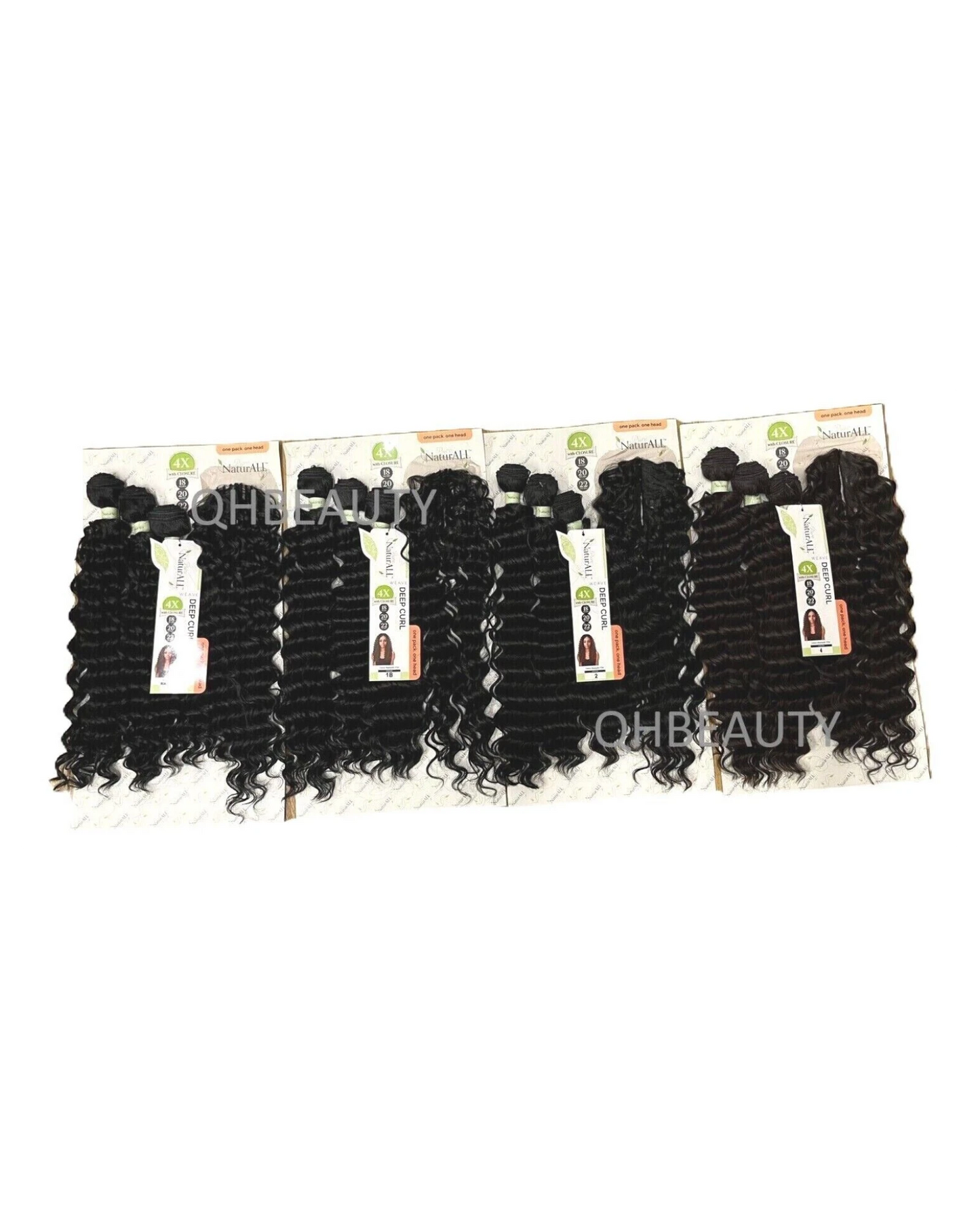 NaturALL SYNTHETIC CURLY HAIR EXTENSION 4 PCS WEAVE - DEEP CURL 18/20/22 INCHES