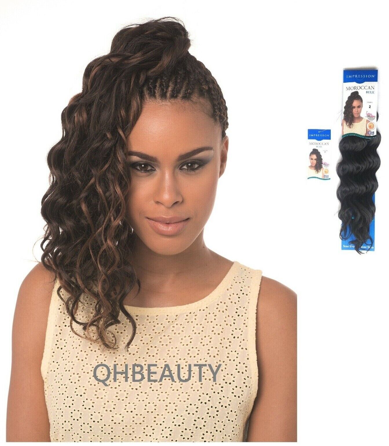 IMPRESSION SYNTHETIC CURLY CROCHET HAIR EXTENSION BRAIDS - MOROCCAN BULK 20 INCH