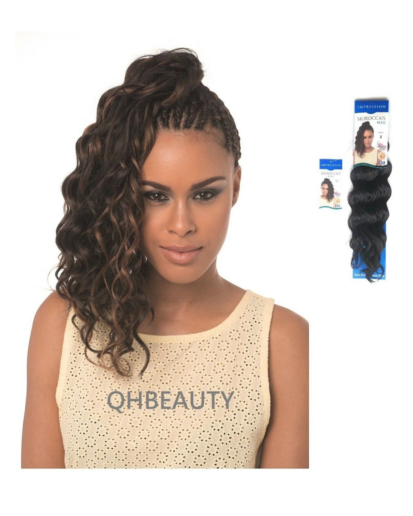 IMPRESSION SYNTHETIC CURLY CROCHET HAIR EXTENSION BRAIDS - MOROCCAN BULK 20 INCH