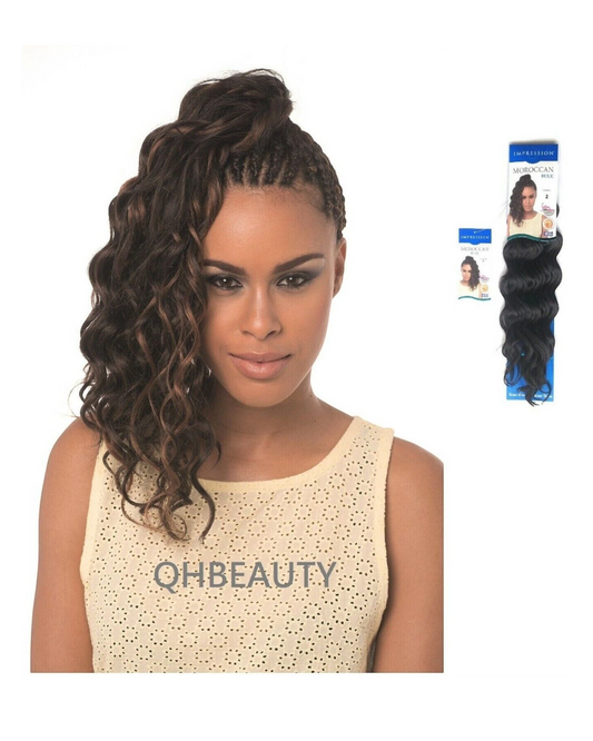 IMPRESSION SYNTHETIC CURLY CROCHET HAIR EXTENSION BRAIDS - MOROCCAN BULK 20 INCH