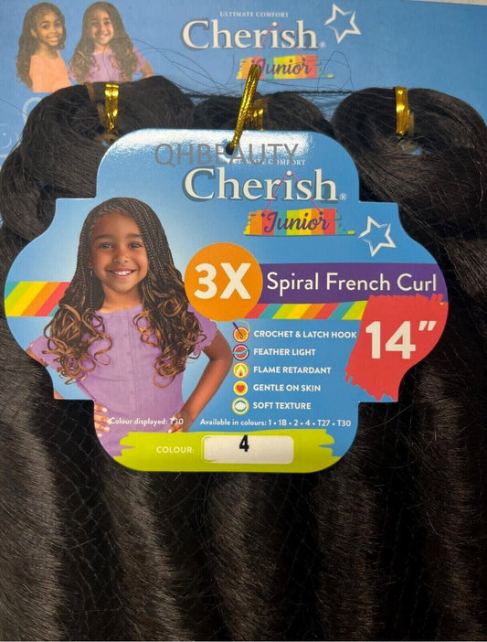 CHERISH SYNTHETIC JUNIOR KIDS CROCHET BRAID HAIR EXTENSION - SPIRAL FRENCH CURL 14 ''