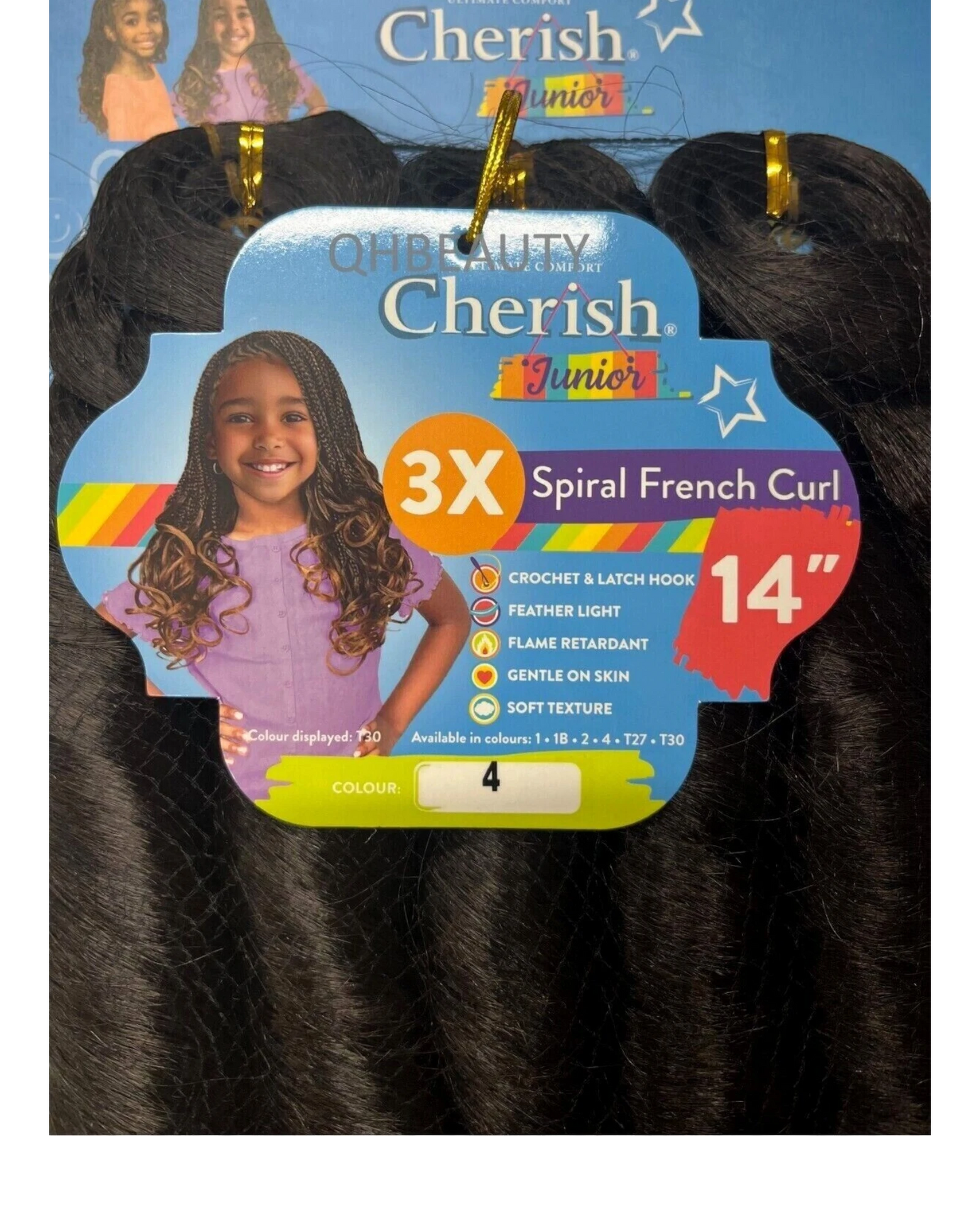 CHERISH SYNTHETIC JUNIOR KIDS CROCHET BRAID HAIR EXTENSION - SPIRAL FRENCH CURL 14 ''