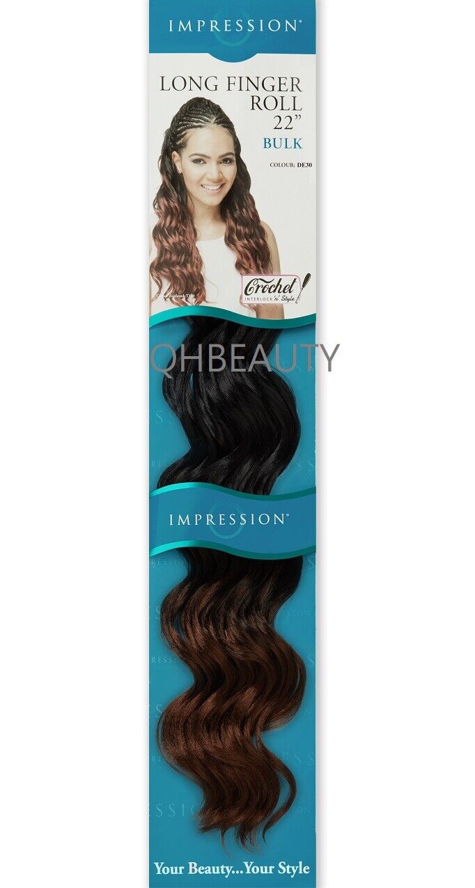 IMPRESSION SYNTHETIC HAIR EXTENSION CROCHET CURLY BRAID - LONG FINGER ROLL 22"
