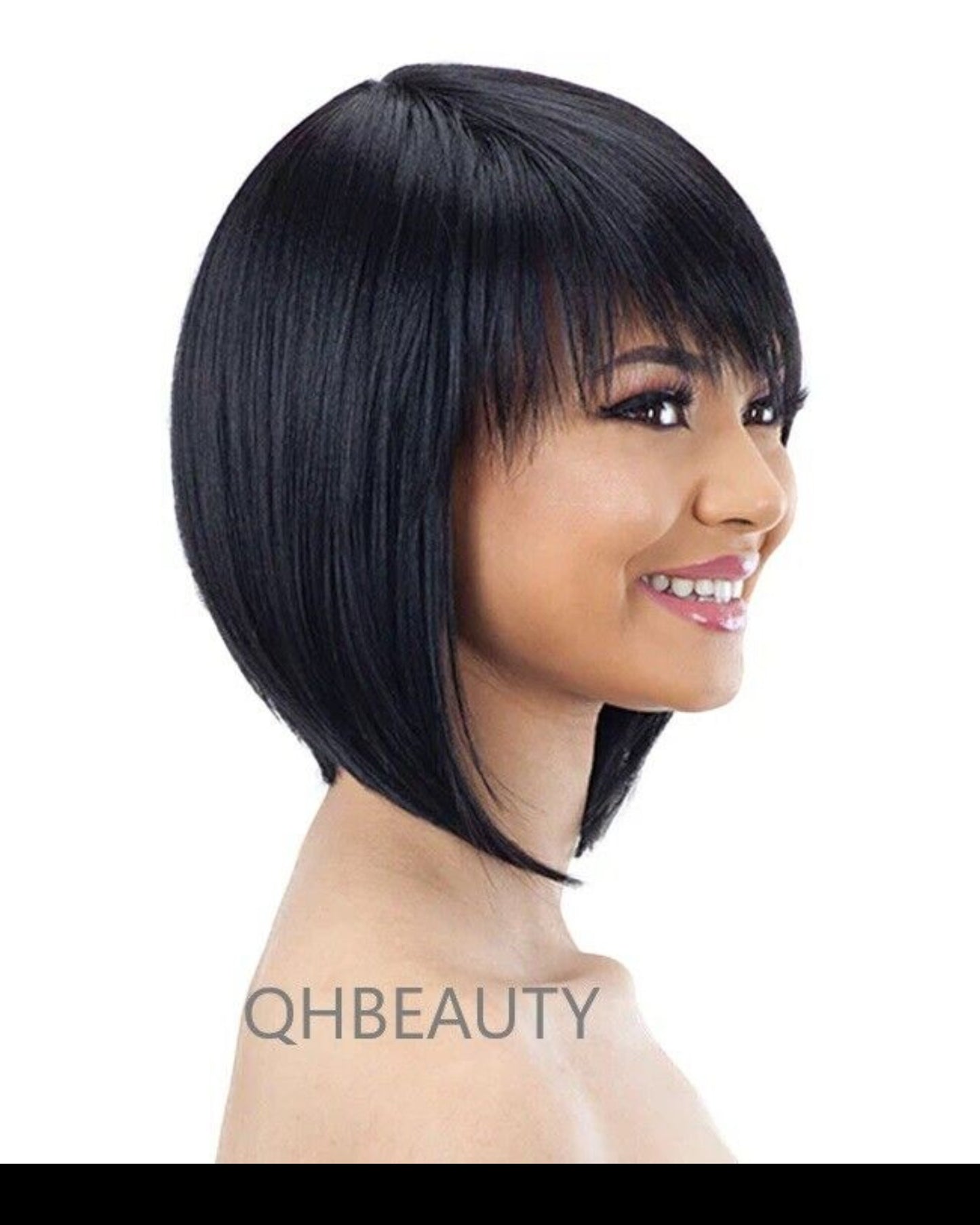 Obsession Synthetic Lavish Straight Bob Bangs 100% Hand Tied Hair Wig - LILIANA