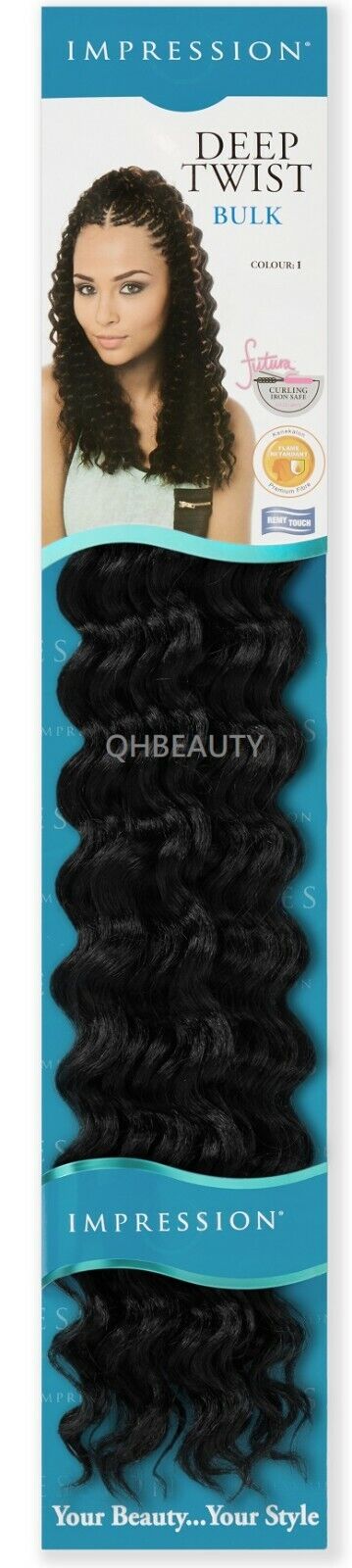 IMPRESSION SYNTHETIC CROCHET CURLY HAIR EXTENSION BRAIDS - DEEP TWIST BULK 22"