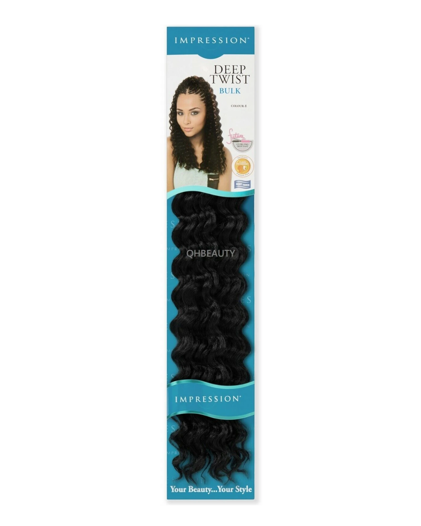 IMPRESSION SYNTHETIC CROCHET CURLY HAIR EXTENSION BRAIDS - DEEP TWIST BULK 22"