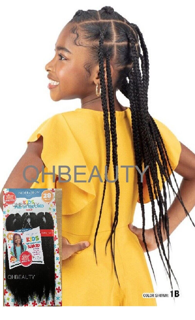 IMPRESSION SYNTHETIC KIDS CROCHET HAIR EXTENSION PRE STRETCHED BRAID 28 /  14 ''