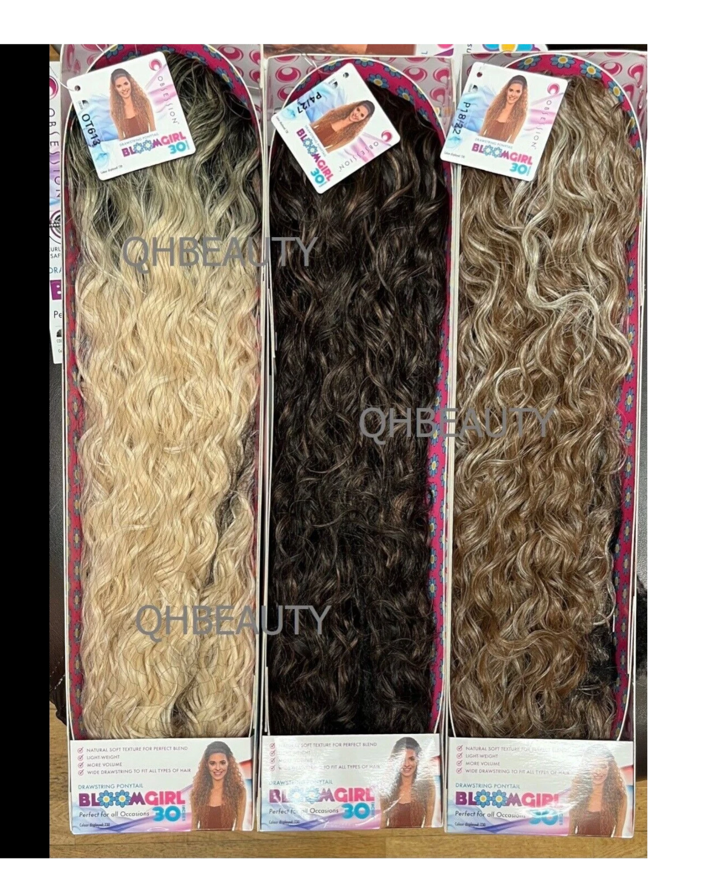 OBSESSION SYNTHETIC DRAWSTRING CURLY LONG HAIR PONYTAIL - BLOOM GIRL 30 INCH