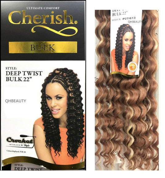 CHERISH SYNTHETIC BULK CROCHET CURLY HAIR EXTENSION BRAIDS - DEEP TWIST 22 INCH