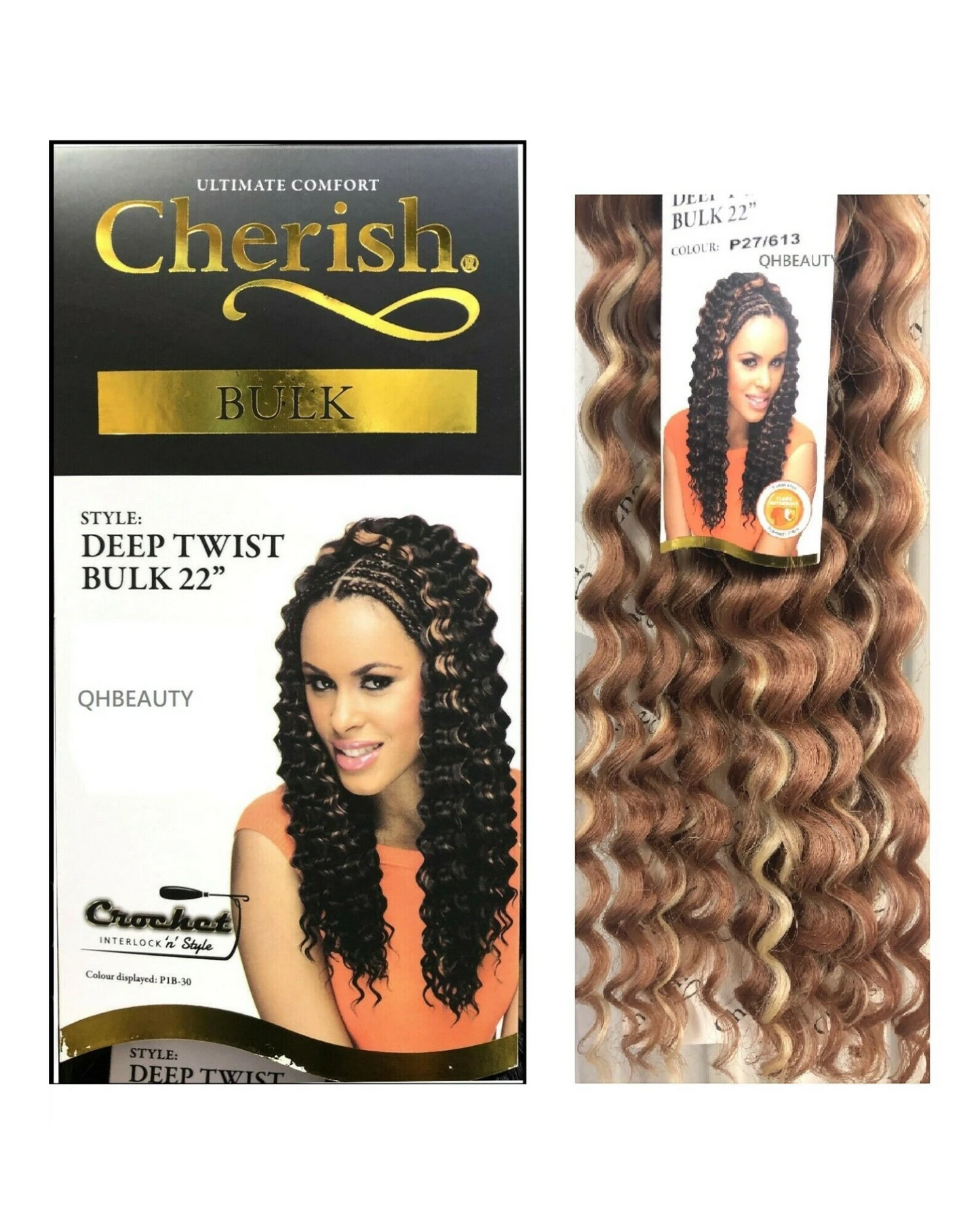 CHERISH SYNTHETIC BULK CROCHET CURLY HAIR EXTENSION BRAIDS - DEEP TWIST 22 INCH