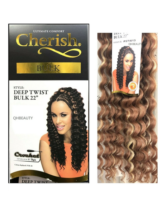 CHERISH SYNTHETIC BULK CROCHET CURLY HAIR EXTENSION BRAIDS - DEEP TWIST 22 INCH