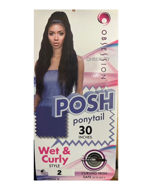 OBSESSION SYNTHETIC DRAWSTRING WET & CURLY LONG HAIR PONYTAIL - POSH 30"