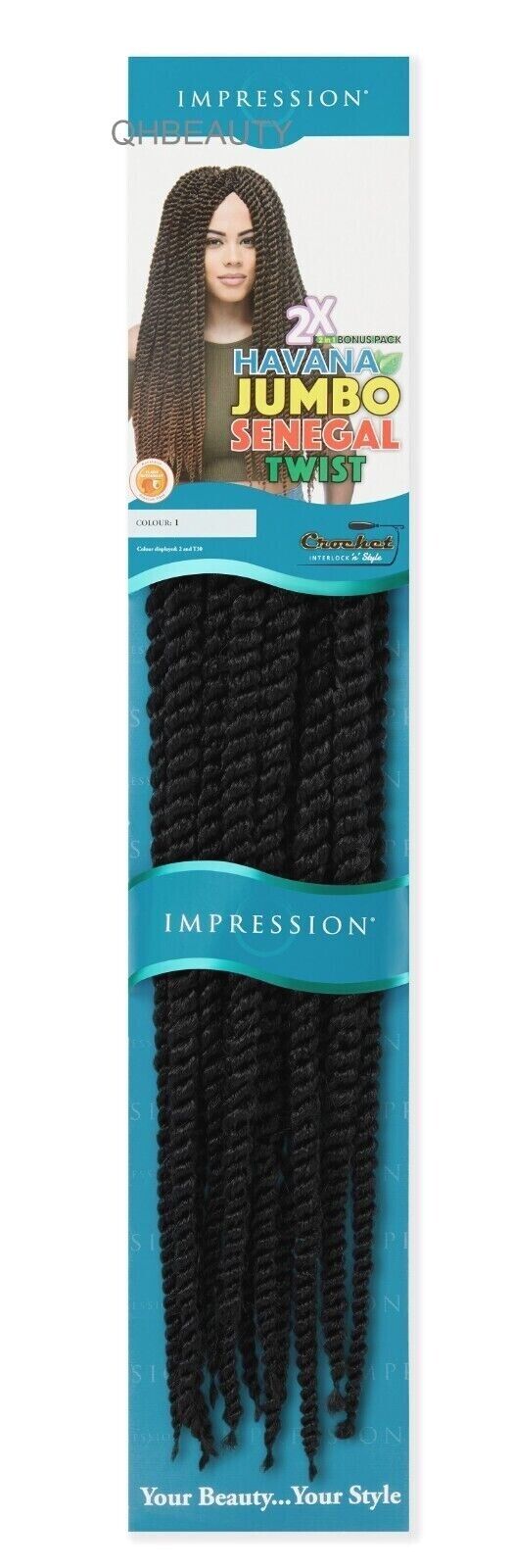 IMPRESSION CROCHET BULK HAIR EXTENSION BRAID -  2 X HAVANA JUMBO SENEGAL TWIST