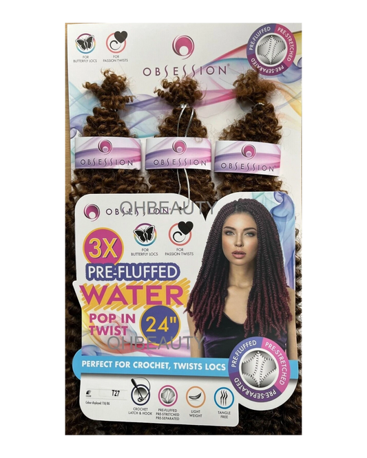 OBSESSION SYNTHETIC CROCHET BRAID 3X PRE-FLUFFED - WATER POPPIN TWIST 24 INCHES