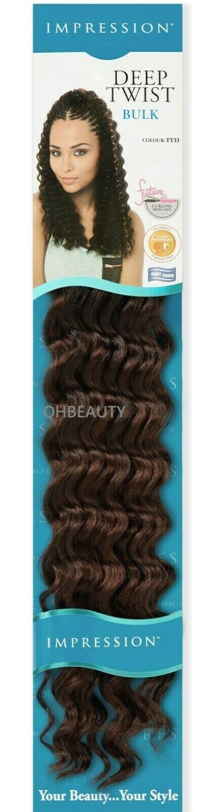 IMPRESSION SYNTHETIC CROCHET CURLY HAIR EXTENSION BRAIDS - DEEP TWIST BULK 22"