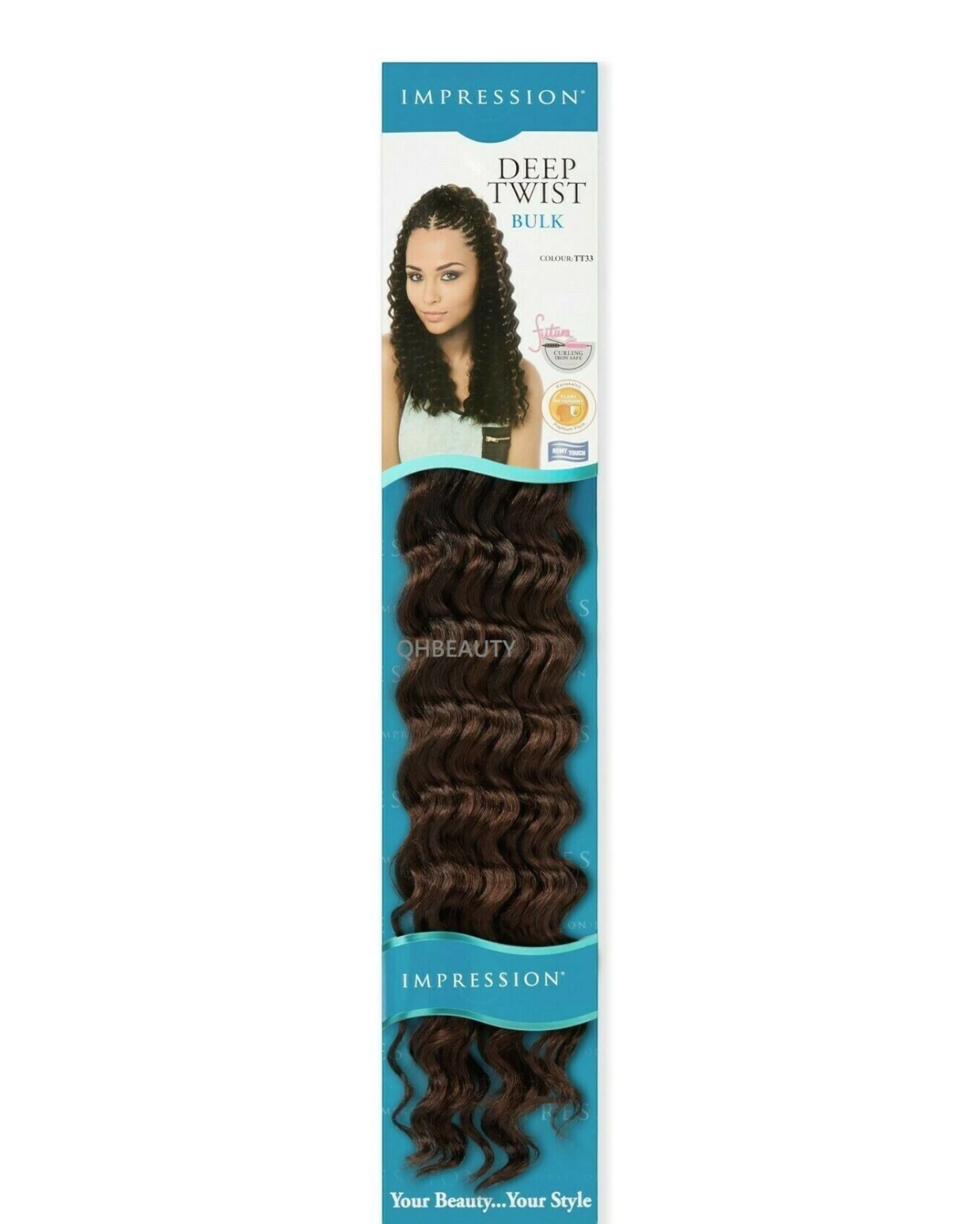 IMPRESSION SYNTHETIC CROCHET CURLY HAIR EXTENSION BRAIDS - DEEP TWIST BULK 22"