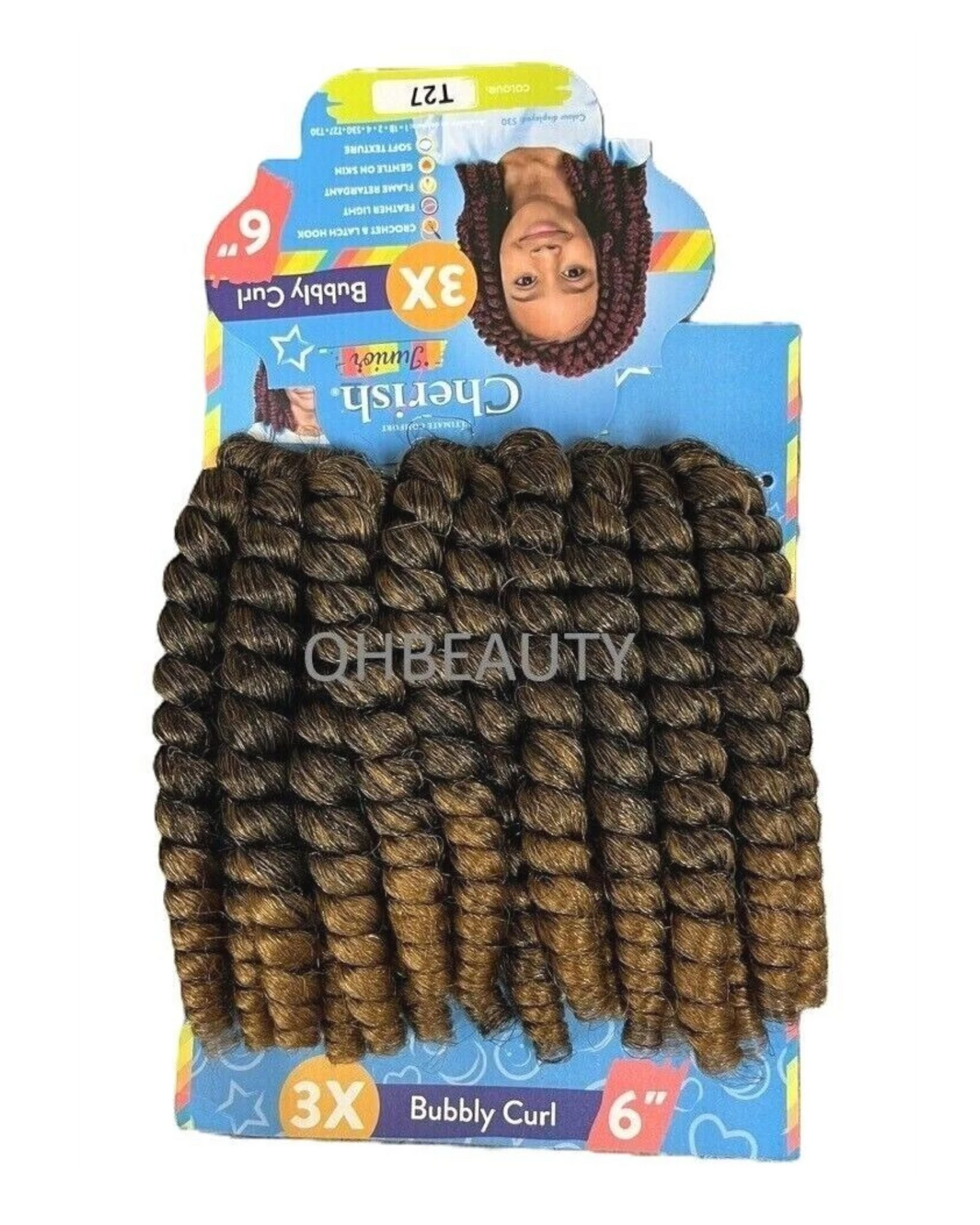 CHERISH SYNTHETIC JUNIOR KIDS CROCHET BRAID HAIR EXTENSION - BUBBLY CURL 6 INCH