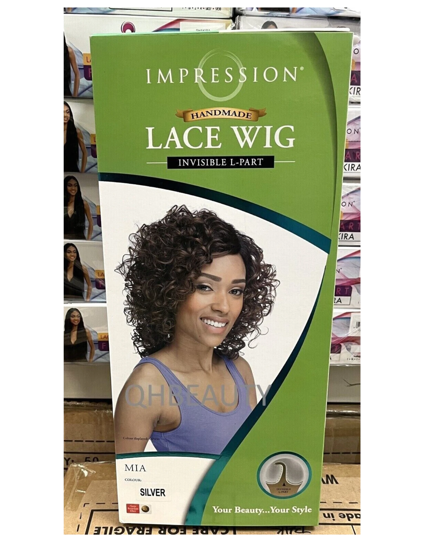 Impression Synthetic Hand Made Invisible L Part Curly Hair Lace Wig - MIA