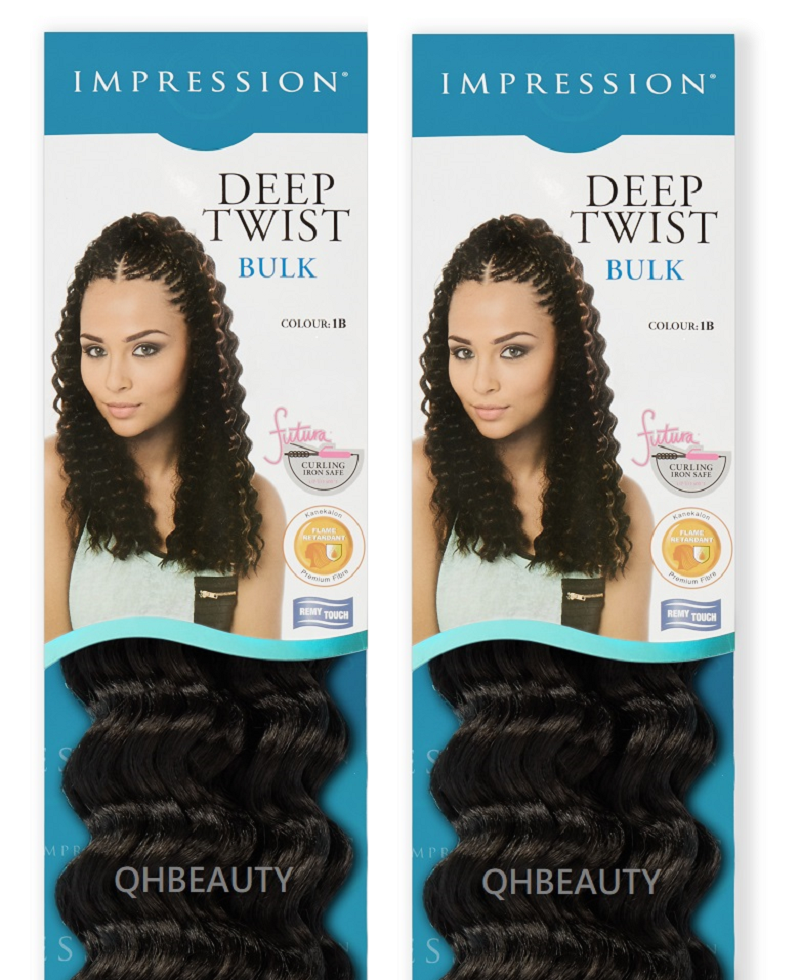 IMPRESSION SYNTHETIC CROCHET CURLY HAIR EXTENSION BRAIDS - DEEP TWIST BULK 22"