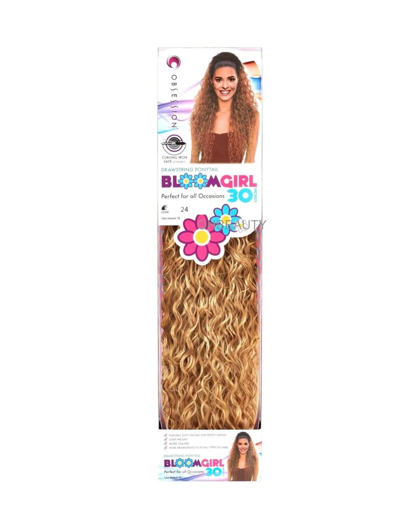OBSESSION SYNTHETIC DRAWSTRING CURLY LONG HAIR PONYTAIL - BLOOM GIRL 30 INCH