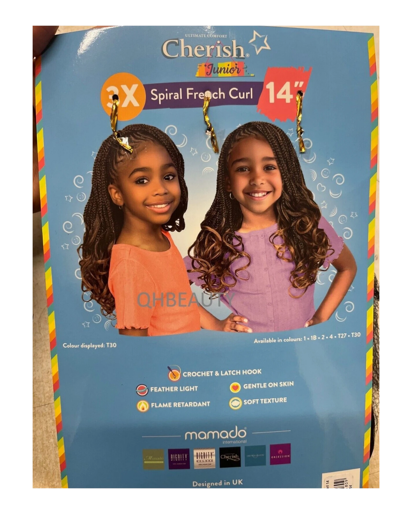 CHERISH SYNTHETIC JUNIOR KIDS CROCHET BRAID HAIR EXTENSION - SPIRAL FRENCH CURL 14 ''