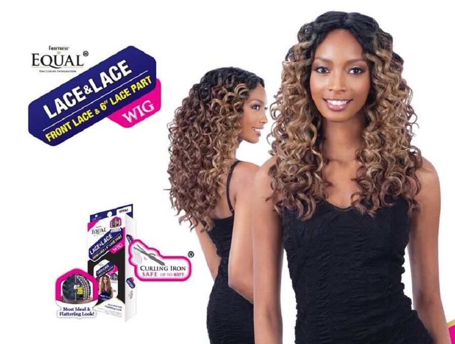 FREETRESS SYNTHETIC EQUAL LACE 6" PART LACE FRONT LONG CURLY HAIR WIG -- MILES