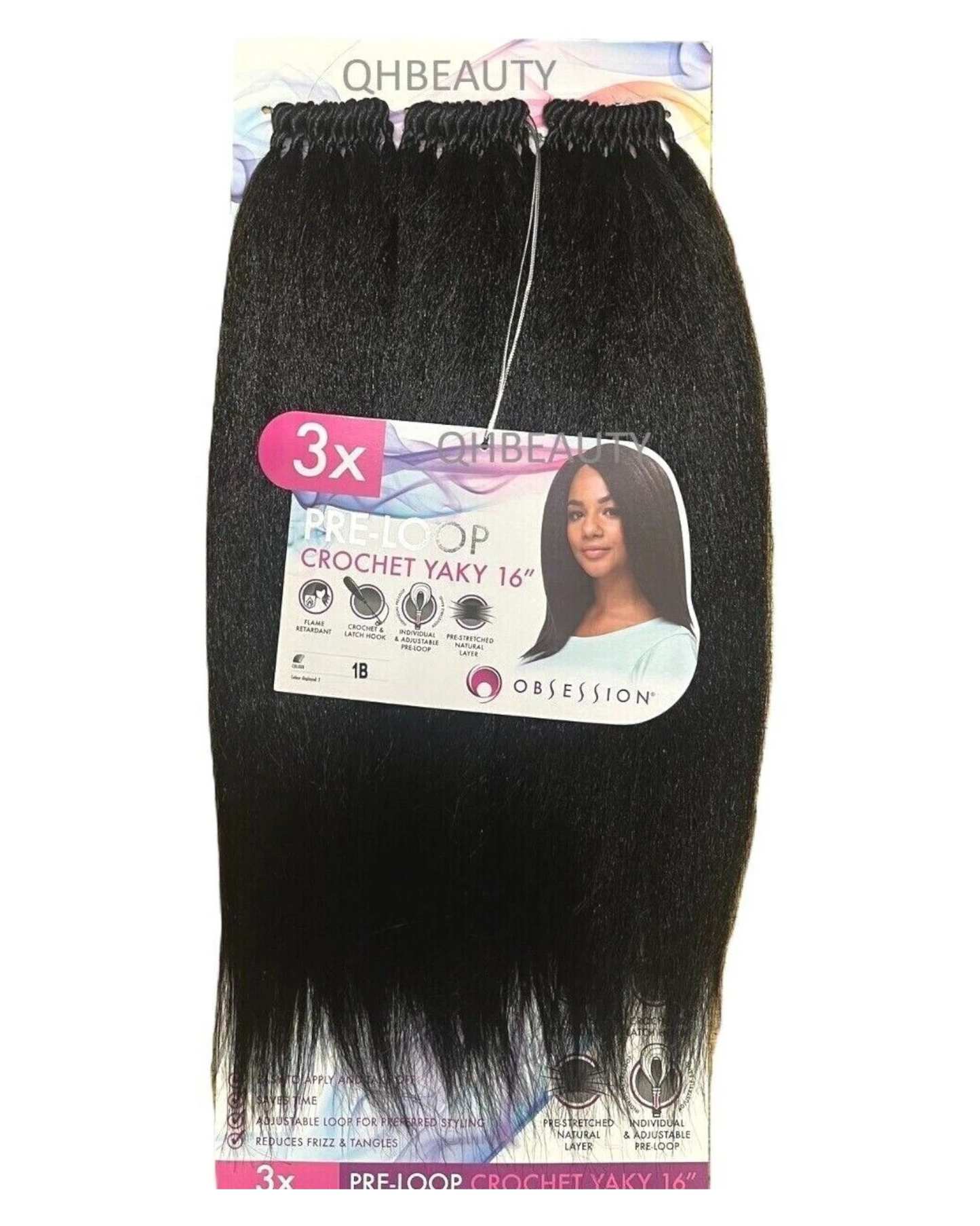Obsession Synthetic Braid Straight Hair Extension - PRE LOOP CROCHET YAKY 16 ''