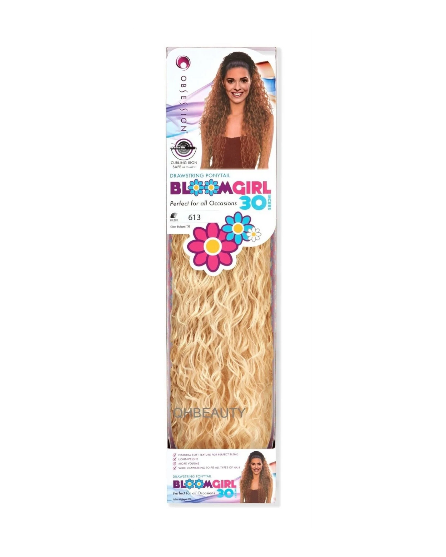 OBSESSION SYNTHETIC DRAWSTRING CURLY LONG HAIR PONYTAIL - BLOOM GIRL 30 INCH