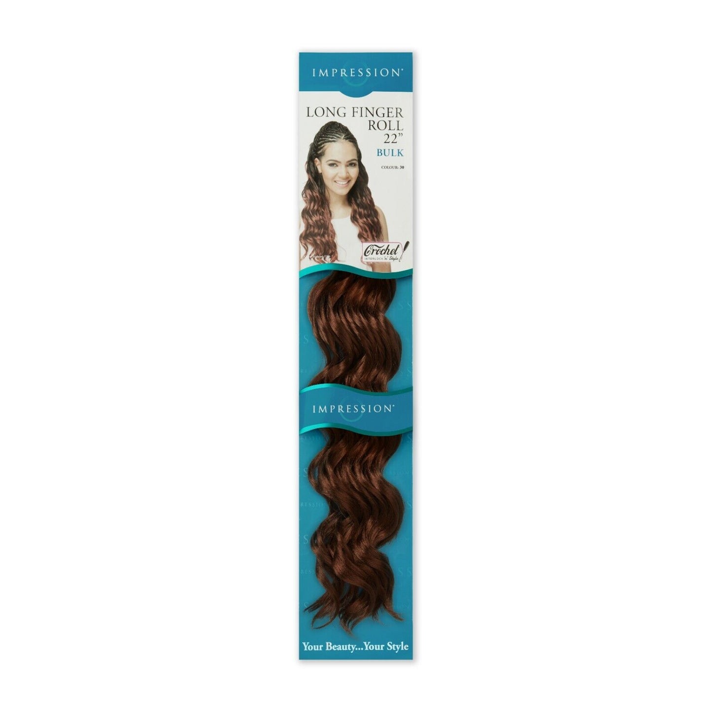 IMPRESSION SYNTHETIC HAIR EXTENSION CROCHET CURLY BRAID - LONG FINGER ROLL 22"