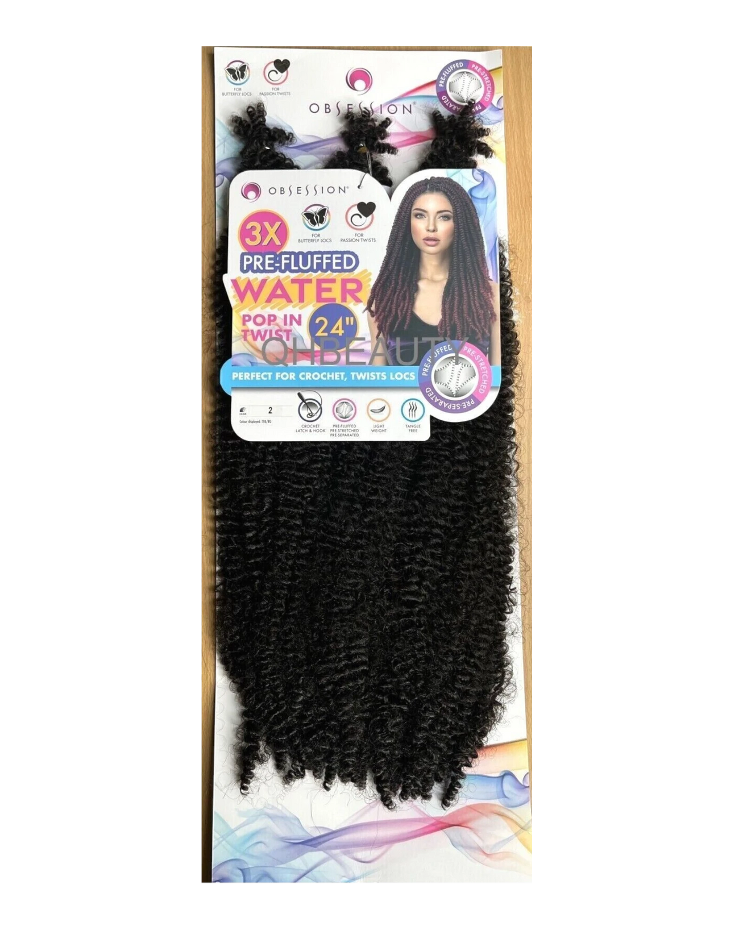 OBSESSION SYNTHETIC CROCHET BRAID 3X PRE-FLUFFED - WATER POPPIN TWIST 24 INCHES