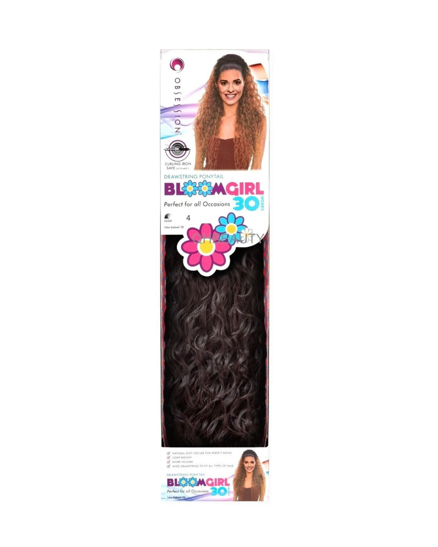 OBSESSION SYNTHETIC DRAWSTRING CURLY LONG HAIR PONYTAIL - BLOOM GIRL 30 INCH