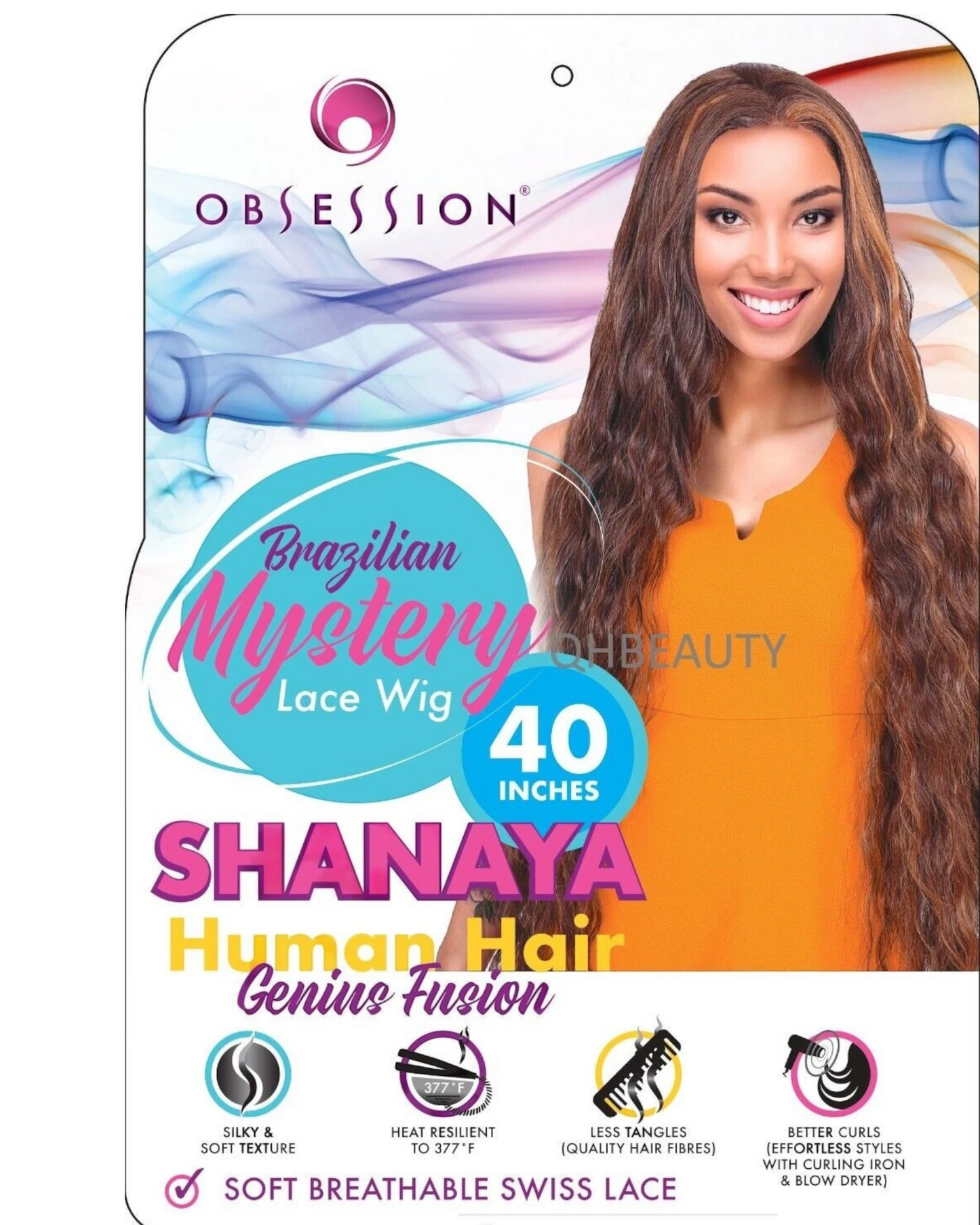 OBSESSION BRAZILIAN FUSION HUMAN HAIR NATURAL LONG CURLY LACE WIG - SHANAYA 40