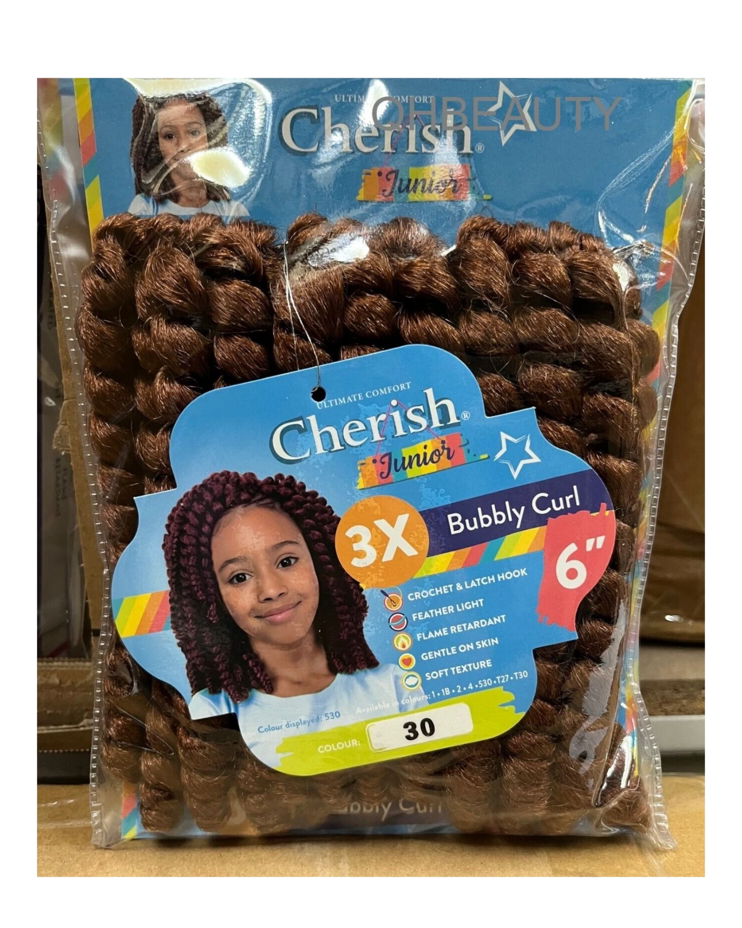 CHERISH SYNTHETIC JUNIOR KIDS CROCHET BRAID HAIR EXTENSION - BUBBLY CURL 6 INCH