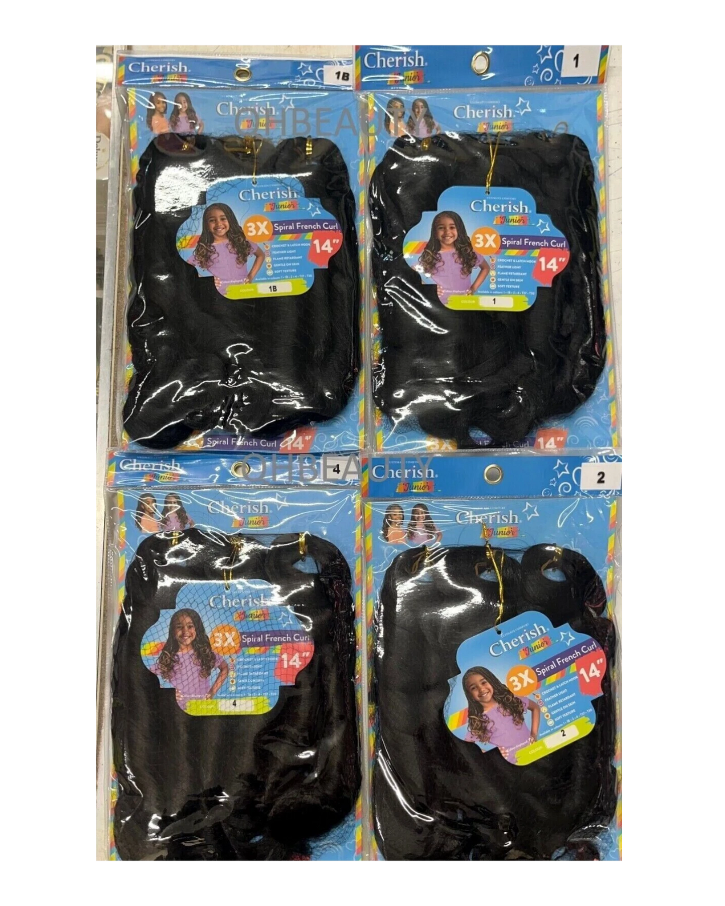 CHERISH SYNTHETIC JUNIOR KIDS CROCHET BRAID HAIR EXTENSION - SPIRAL FRENCH CURL 14 ''