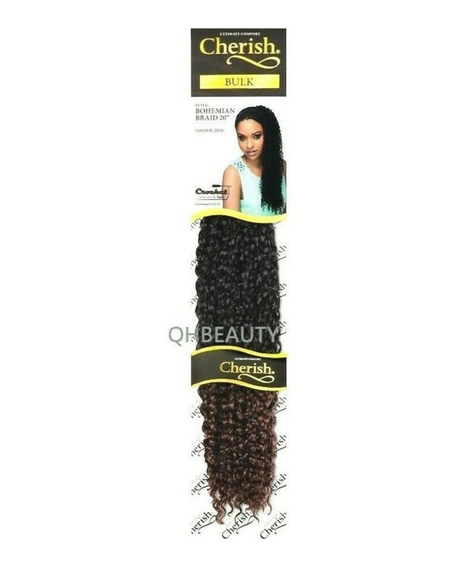 CHERISH SYNTHETIC CROCHET CURLY HAIR EXTENSION BRAID - BOHEMIAN BULK 20 INCH