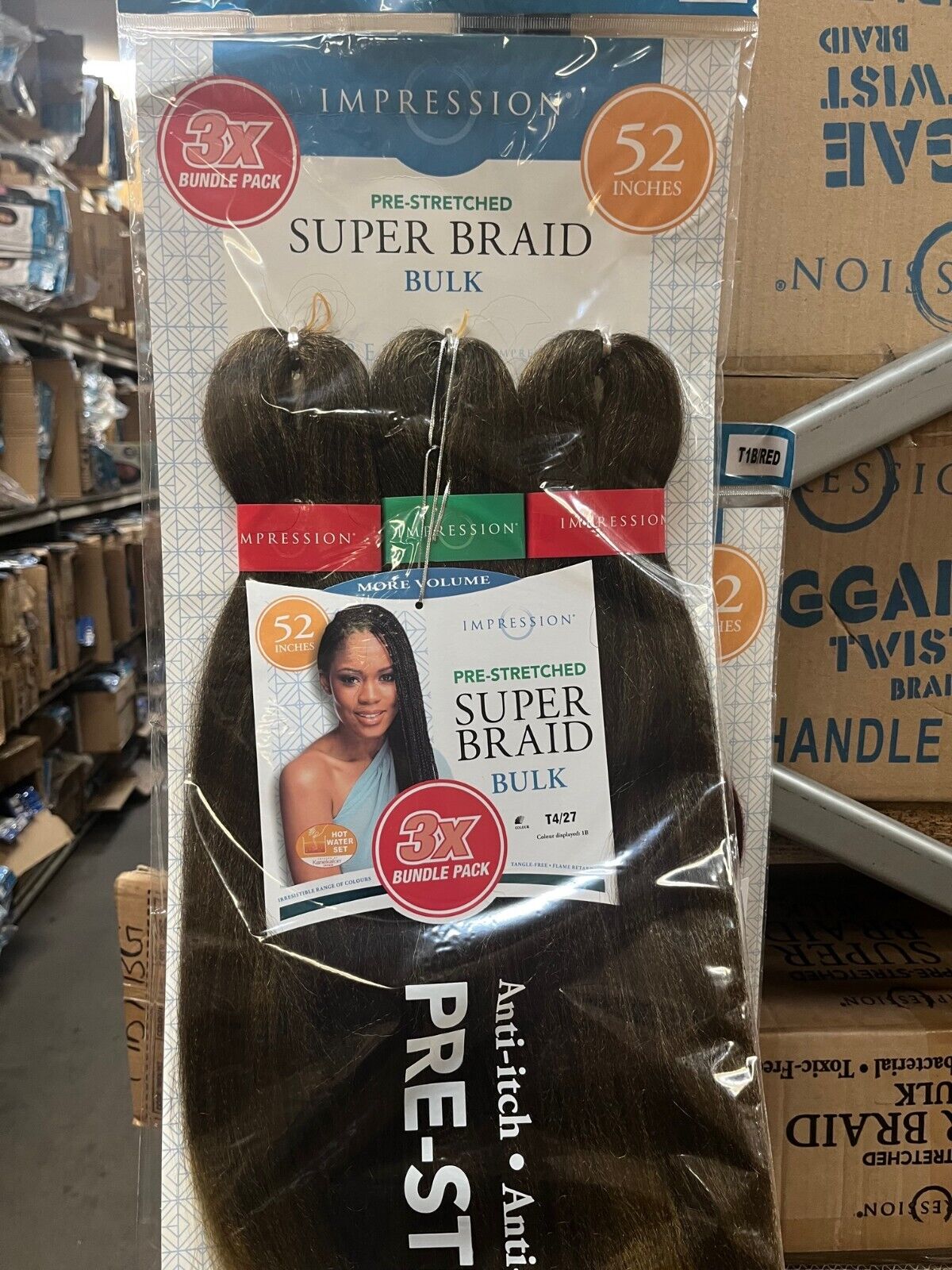 Impression Synthetic 3 X Bundle Pack Crochet Hair Extensions - Super Braid 52 "