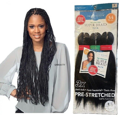 Impression Synthetic Pre-Stretched Crochet Hair Extensions - Super Braid 34 "