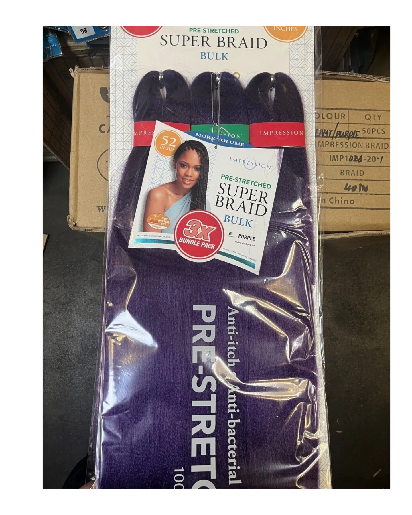 Impression Synthetic 3 X Bundle Pack Crochet Hair Extensions - Super Braid 52 "