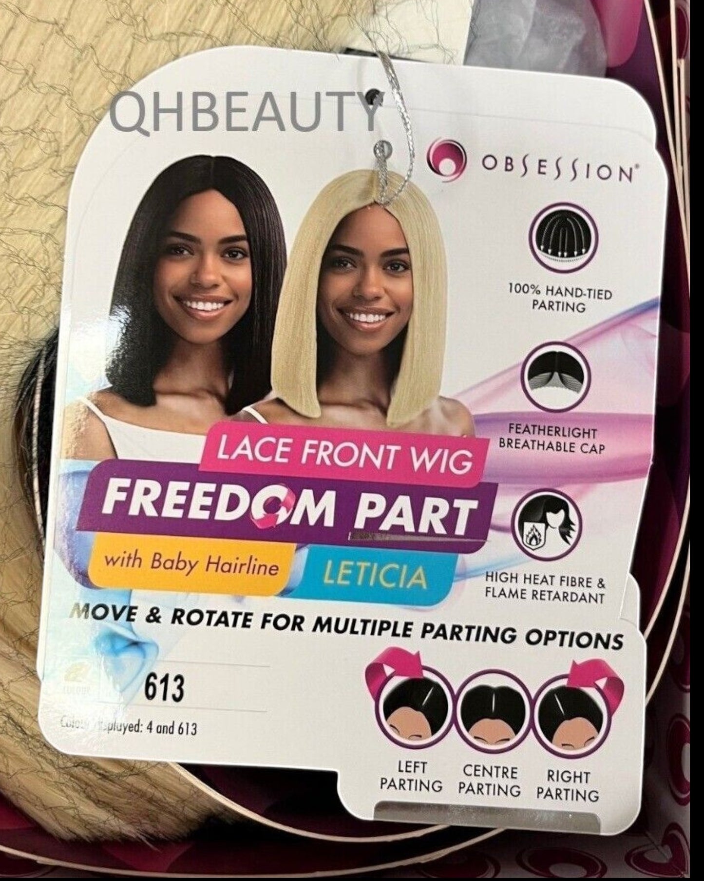 Obsession Synthetic Lace Front Free Part Hand Tied Straight Hair Wig - Leticia
